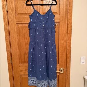 American Eagle Outfitters Blue Dress with White Patterns
